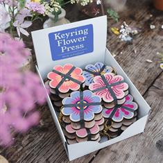 Flower Press Keyring Pinks &amp; Blues